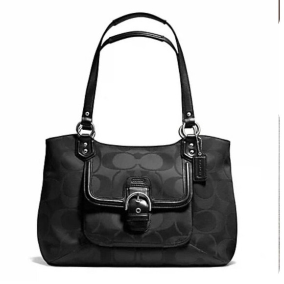 Coach Handbags - Coach Campbell Belle Signature Black Canvas Shoulder Bag Tote